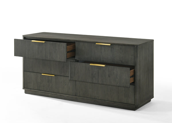 Nova Domus Santa Barbara + Santa Monica - Modern Grey Fabric + Grey Wash Bedroom Set