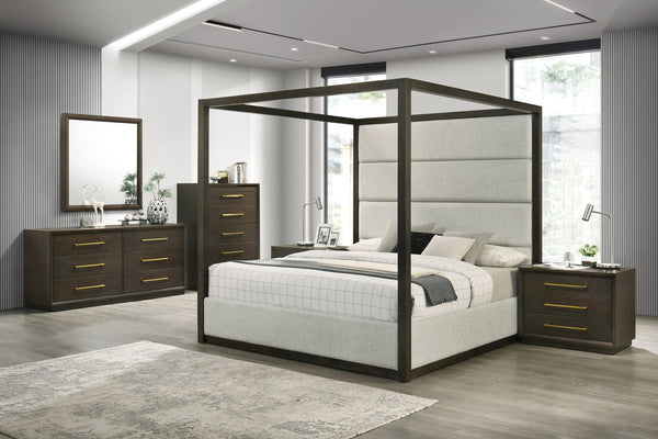 Eastern King Modrest Manhattan - Contemporary Canopy Cherry Bedroom Set