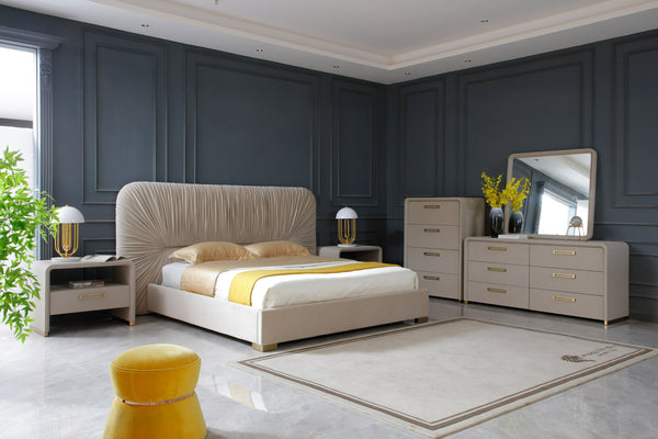Modrest Florence Modern Beige Leatherette & Gold Dresser Model VGVC-J2410-D