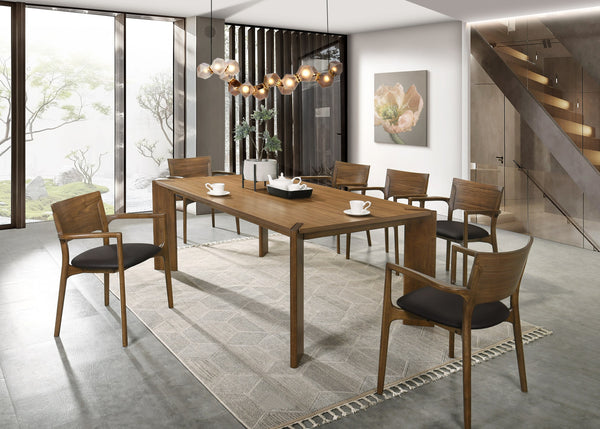 Modrest Edelman Mid Century Modern Brown Leatherette & Walnut Dining Chair Model VGMA-MI-1286-WAL