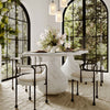 Smooch White Marble Print Indoor / Outdoor 87" Oval Dining Table Model: TOV-O54488