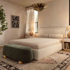 Jaine Forest Green Loose Mohair Large Ottoman Model: TOV-OC69229