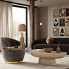 Austin Chocolate Brown Upcycled Fabric Swivel Chair Model: TOV-S68990