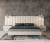 Nova Domus Angela - Eastern King Italian Modern White Eco Leather Bed w/ Nightstands and Wings