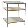 Higgins Brass Finish and Natural Marble Side TableModel AR013B