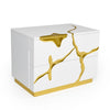 Modrest Aspen Modern Wide White and Gold Nightstand