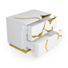 Modrest Aspen Modern Wide White and Gold Nightstand