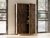 Modrest Auer- Brown Oak & Gold Wine Rack Cabinet