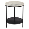 Forlay Gunmetal Finish and White Marble Top with Silver Accents Side TableModel BB020