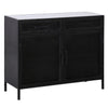 Adeliza White Marble, Antique Black Finish with Brass Hardware Sideboard Model BB200