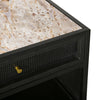 Alaina White Marble, Antique Black Finish with Brass Hardware Nightstand Model BB201