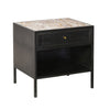 Alaina White Marble, Antique Black Finish with Brass Hardware Nightstand Model BB201