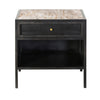 Alaina White Marble, Antique Black Finish with Brass Hardware Nightstand Model BB201