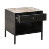 Alaina White Marble, Antique Black Finish with Brass Hardware Nightstand Model BB201