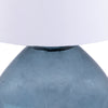 Elsa Smoked Transparent Blue Finish and White Linen Table LampModel BKG033