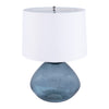 Elsa Smoked Transparent Blue Finish and White Linen Table LampModel BKG033