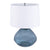 Elsa Smoked Transparent Blue Finish and White Linen Table LampModel BKG033