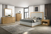 Eastern King Nova Domus Santa Barbara - Modern Grey Fabric + Natural Bedroom Set