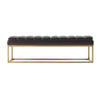 Modrest Bridger - Modern Black Vegan Leather + Brass Dining Bench