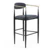 Modrest Buchtel - Mid-Century Modern Dark Grey + Gold Arm + Black Bar Chair