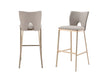 Modrest Burton - Glam Greige Fabric + Brass Bar Stool (Set of 2)