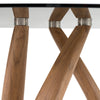 Modrest Christy Mid Century Modern Grey Glass & Walnut Round Dining Table Model VGIP-DT643-RND