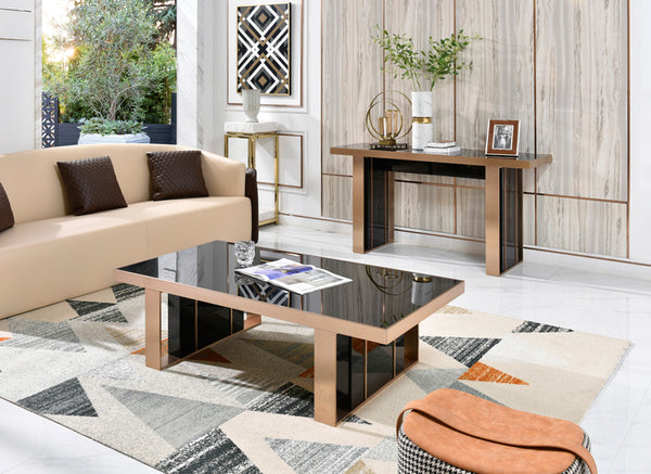 Nova Domus Cartier Modern Black & Rosegold Console Table