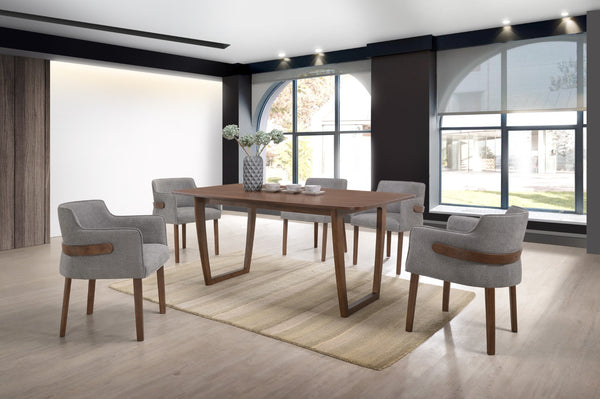 Modrest Jordan Modern Grey & Walnut Dining Chair (Set of 2)