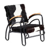 Daniel Antique Black Iron Frame with Black/White Hide and Wood Armrests Occasional ChairModel DOV0400