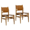 Rossana Natural and Antique Light Brown Leather Dining Chair Set Of 2 Model DOV0478-BRWN