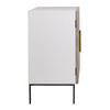 Miguel White with Light Grey Wash Doors and Black Iron Base Cabinet Model DOV10383