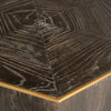 Luxor Ebony Finish and Antique Brass Hex Side Table Model DOV10601