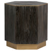 Luxor Ebony Finish and Antique Brass Hex Side Table Model DOV10601