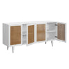 Potenza White Paint and Natural Rattan Finish Sideboard Model DOV10839