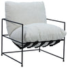 Allison Natural Faux Sheep Skin Upholstery with Matte Black Metal Occasional ChairModel DOV12172