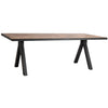 Shulini Medium Brown Sealed Finish and Black Iron Dining TableModel DOV15073