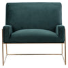 Prado Forest Green Fabric with Brass Metal Finish Occasional ChairModel DOV17126GR