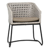 Fermin Grey Rope with Black Powder Coated Frame and Cushioned Seat Outdoor Dining Chair Model DOV18829