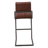 Francois Vintage Brown Leather and Antique Black Metal Finish Barstool Model DOV23002BS