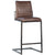 Francois Vintage Brown Leather and Antique Black Metal Finish Barstool Model DOV23002BS