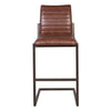 Francois Vintage Brown Leather and Antique Black Metal Finish Barstool Model DOV23002BS