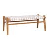 Salazar White Leather and Natural Wood Finish Bench Model DOV25011WH