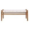 Salazar White Leather and Natural Wood Finish Bench Model DOV25011WH