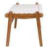 Salazar White Leather and Natural Wood Finish Bench Model DOV25011WH