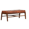 Dennis Brown Leather and Stained Wood Finish Bench Model DOV25012