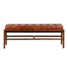 Dennis Brown Leather and Stained Wood Finish Bench Model DOV25012