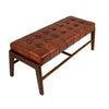 Dennis Brown Leather and Stained Wood Finish Bench Model DOV25012