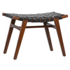 Camila Black Leather and Dark Brown Wood Finish Stool Model DOV25014