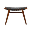 Camila Black Leather and Dark Brown Wood Finish Stool Model DOV25014