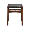 Camila Black Leather and Dark Brown Wood Finish Stool Model DOV25014